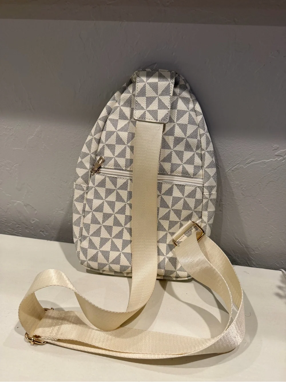 Cream Geometric Crossbody Sling Bag - Designer Style